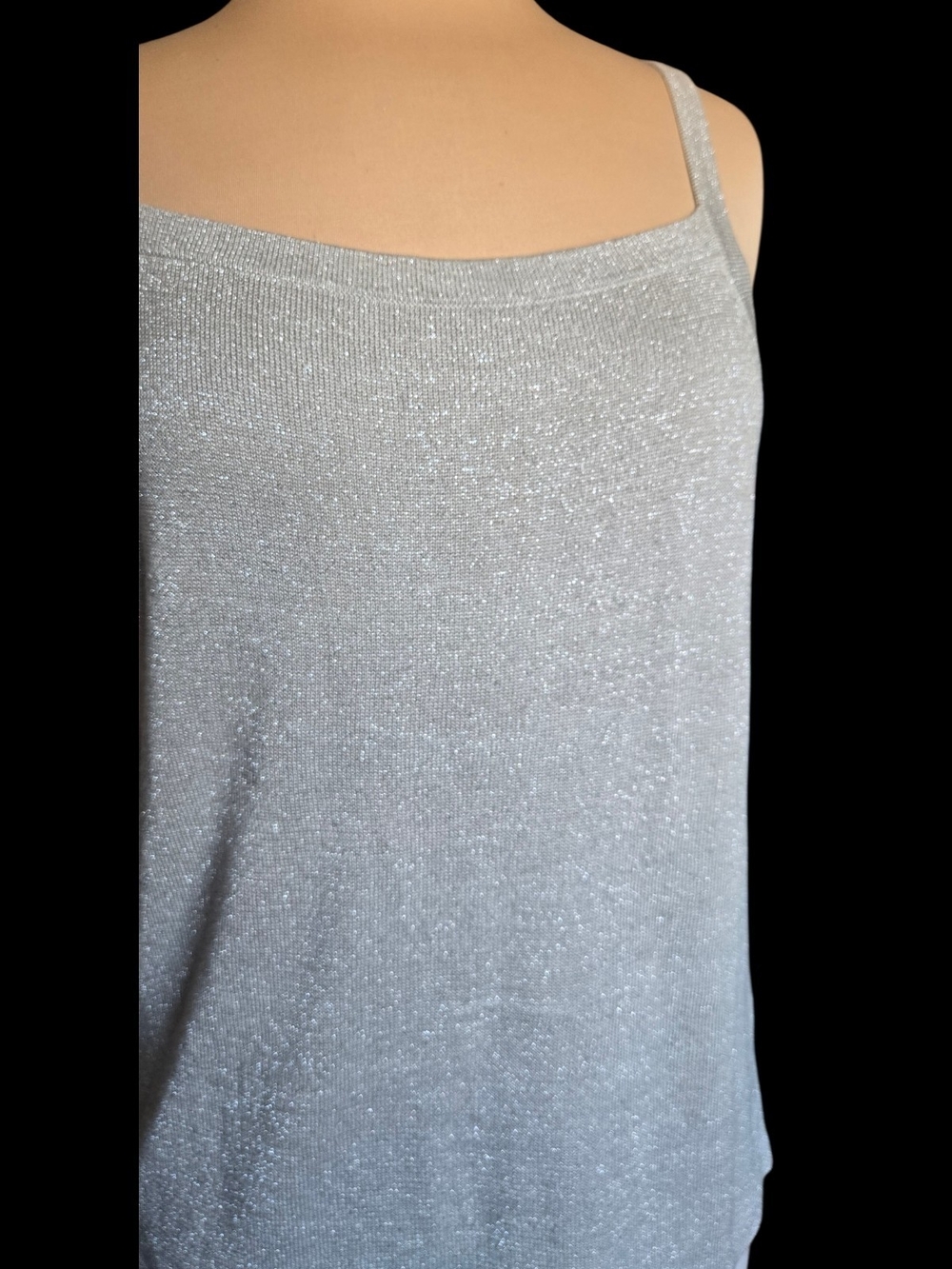 Kevo Silk Silver Sparkle Camisole Top Sz L